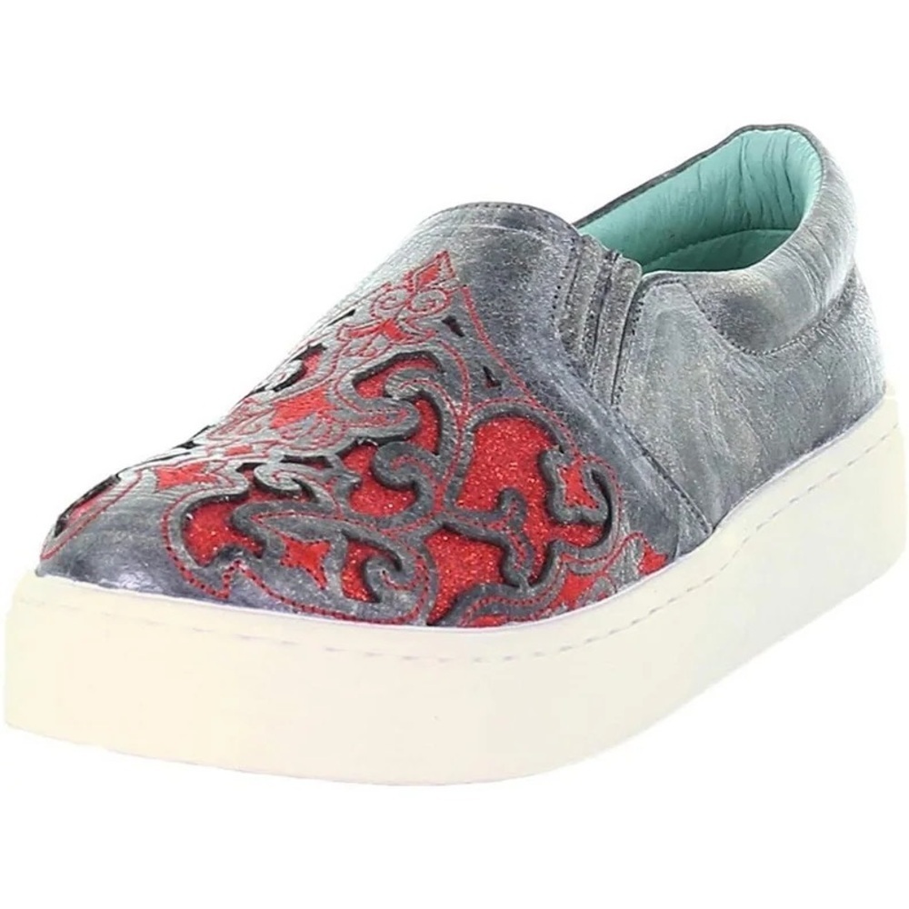 Corral Women's grey and red Glitter Inlay Slip-On Sneaker size 6